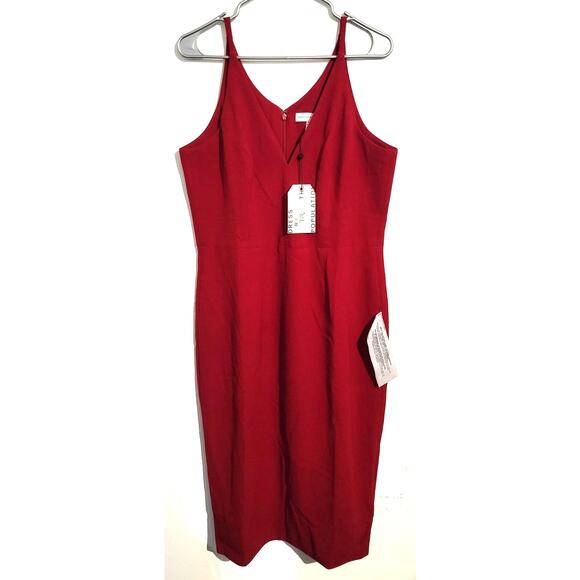 Dress the Population Lyla Midi Sheath Dress Garnet Red Plus XXL NEW - Picture 2 of 15